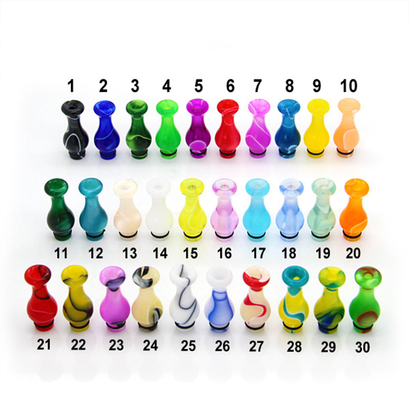 O vaso colorido acrílico dá forma ao gotejamento de Vape derruba o pacote simples de 510 adaptadores bucais